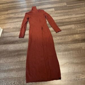 ASTR The Label Long Sleeve Turtleneck Side Slit Sweater Dress